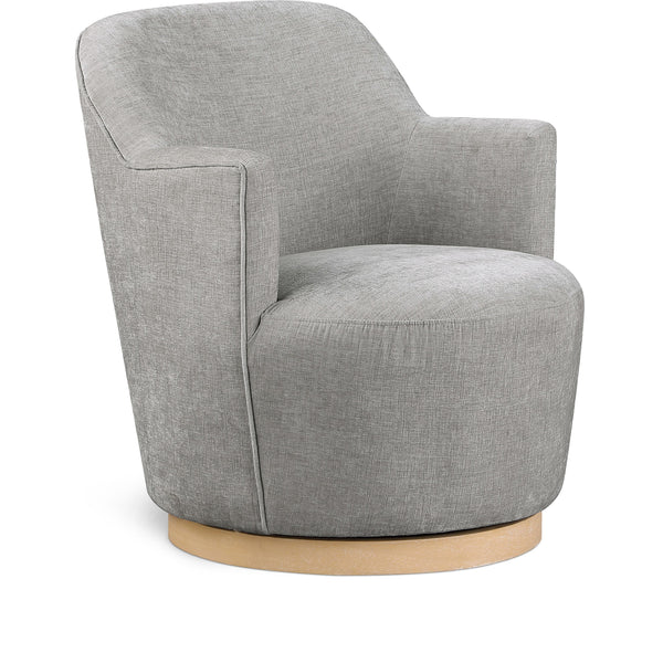 Meridian Clarita Light Grey Chenille Fabric Swivel Accent Chair IMAGE 1