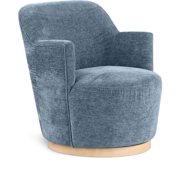 Meridian Clarita Light Blue Chenille Fabric Swivel Accent Chair IMAGE 1