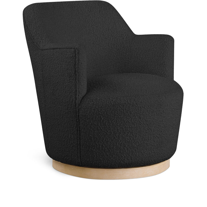 Meridian Clarita Black Boucle Fabric Swivel Accent Chair IMAGE 1