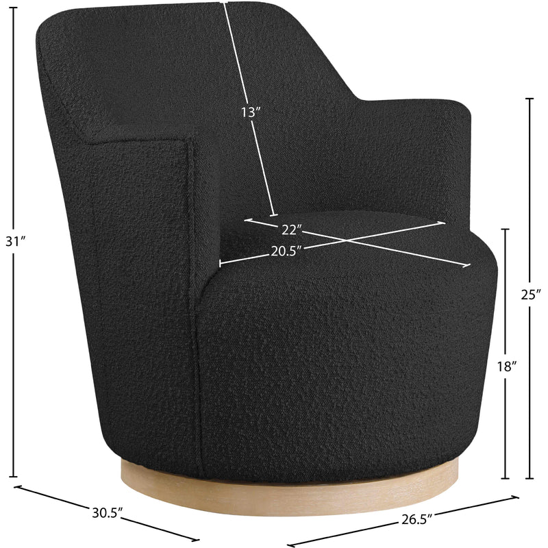 Meridian Clarita Black Boucle Fabric Swivel Accent Chair IMAGE 8