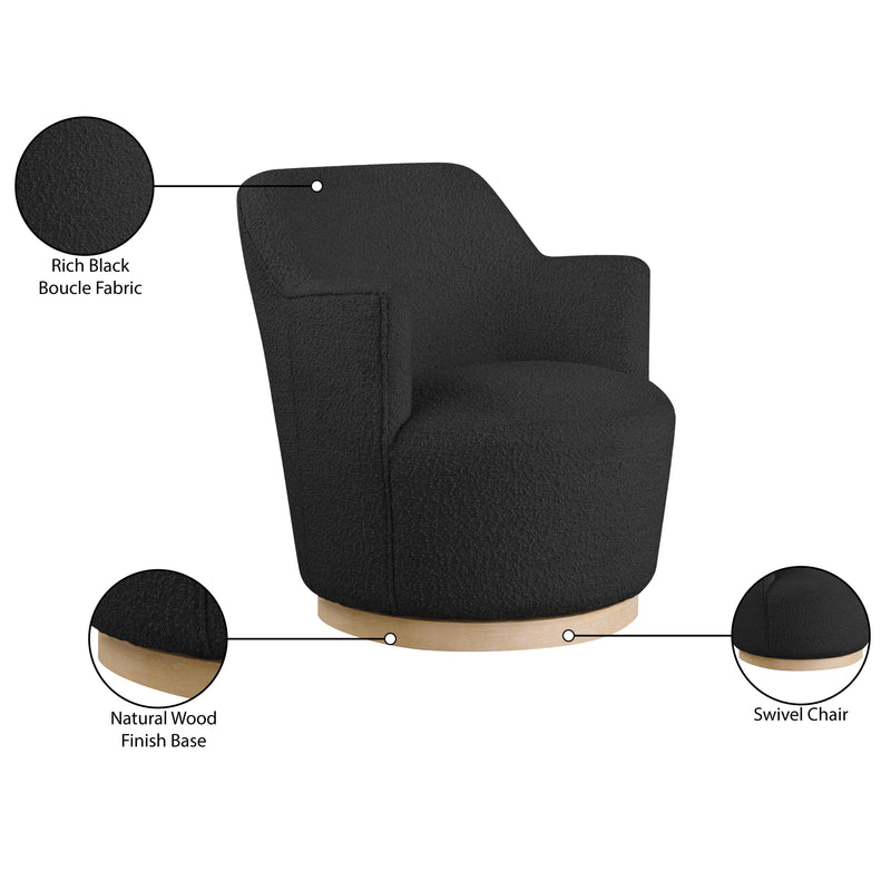 Meridian Clarita Black Boucle Fabric Swivel Accent Chair IMAGE 9