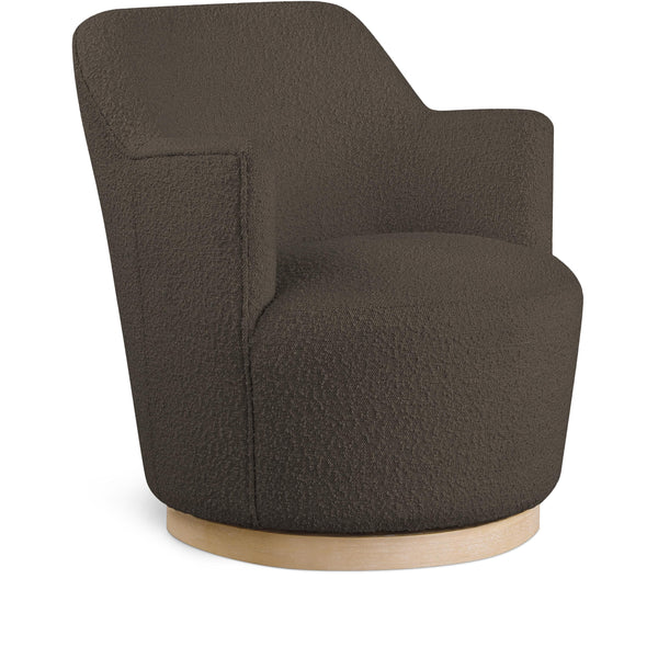 Meridian Clarita Brown Boucle Fabric Swivel Accent Chair IMAGE 1