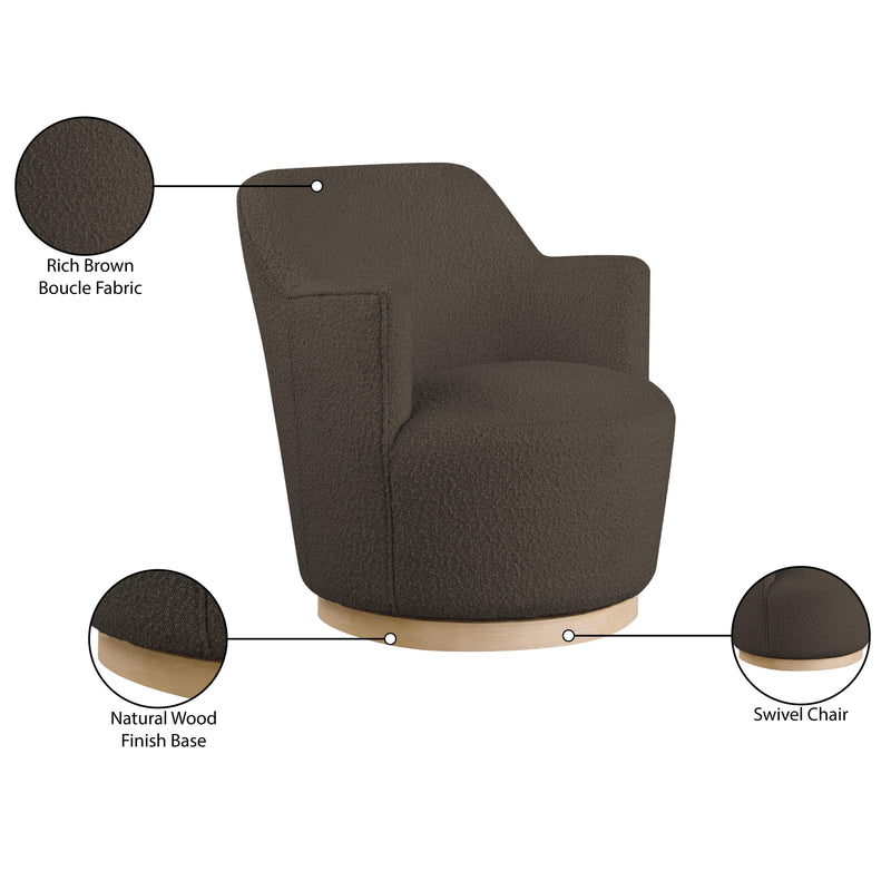Meridian Clarita Brown Boucle Fabric Swivel Accent Chair IMAGE 9