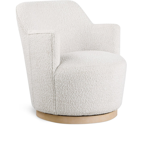 Meridian Clarita Cream Boucle Fabric Swivel Accent Chair IMAGE 1