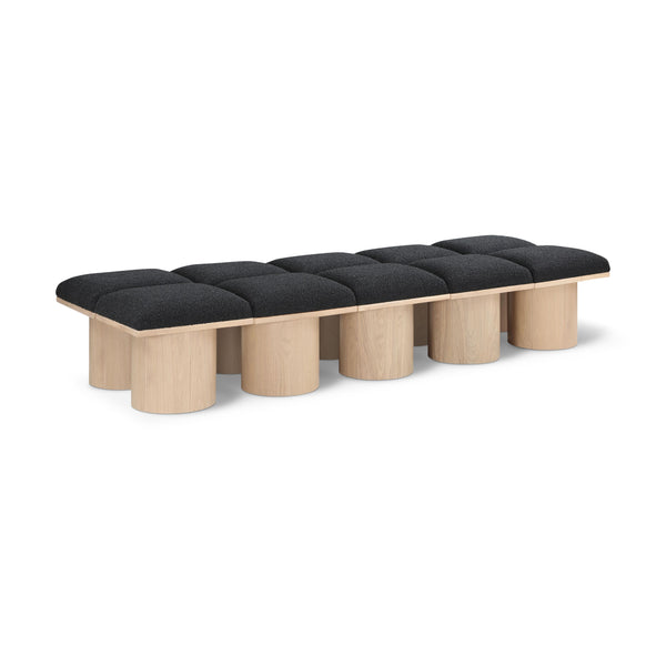 Meridian Pavilion Black Boucle Fabric Bench IMAGE 1