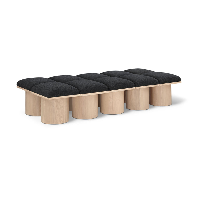 Meridian Pavilion Black Boucle Fabric Bench IMAGE 1