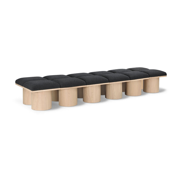 Meridian Pavilion Black Boucle Fabric Bench IMAGE 1