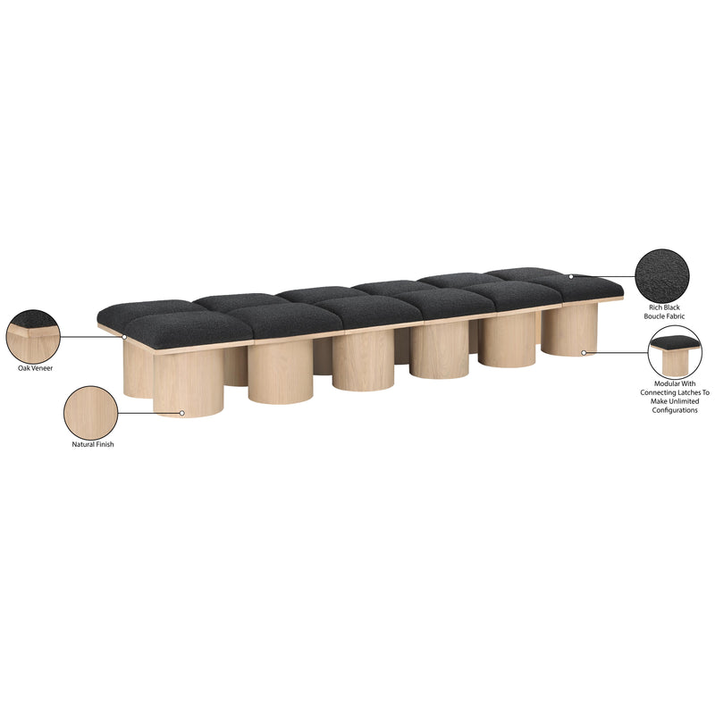 Meridian Pavilion Black Boucle Fabric Bench IMAGE 7