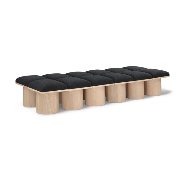 Meridian Pavilion Black Boucle Fabric Bench IMAGE 1