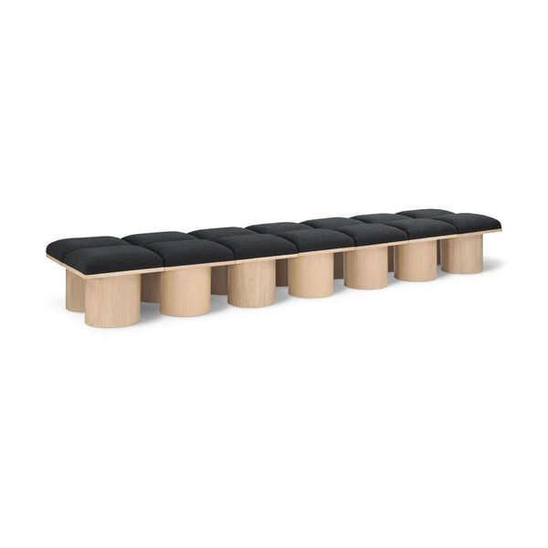Meridian Pavilion Black Boucle Fabric Bench IMAGE 1
