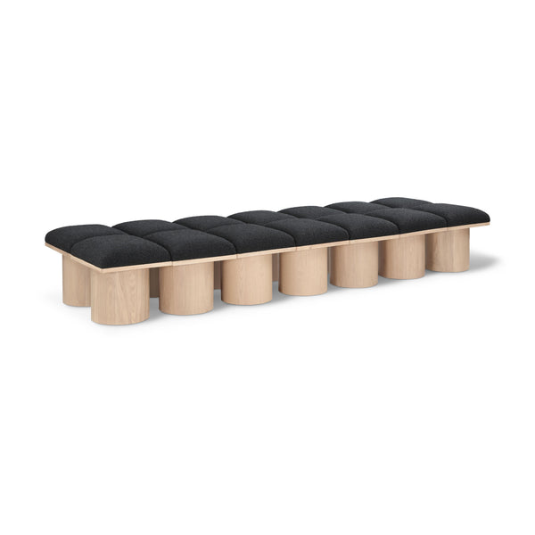Meridian Pavilion Black Boucle Fabric Bench IMAGE 1