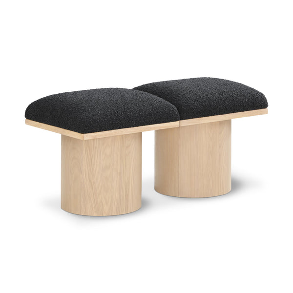 Meridian Pavilion Black Boucle Fabric Bench IMAGE 1