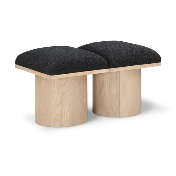 Meridian Pavilion Black Boucle Fabric Bench IMAGE 1
