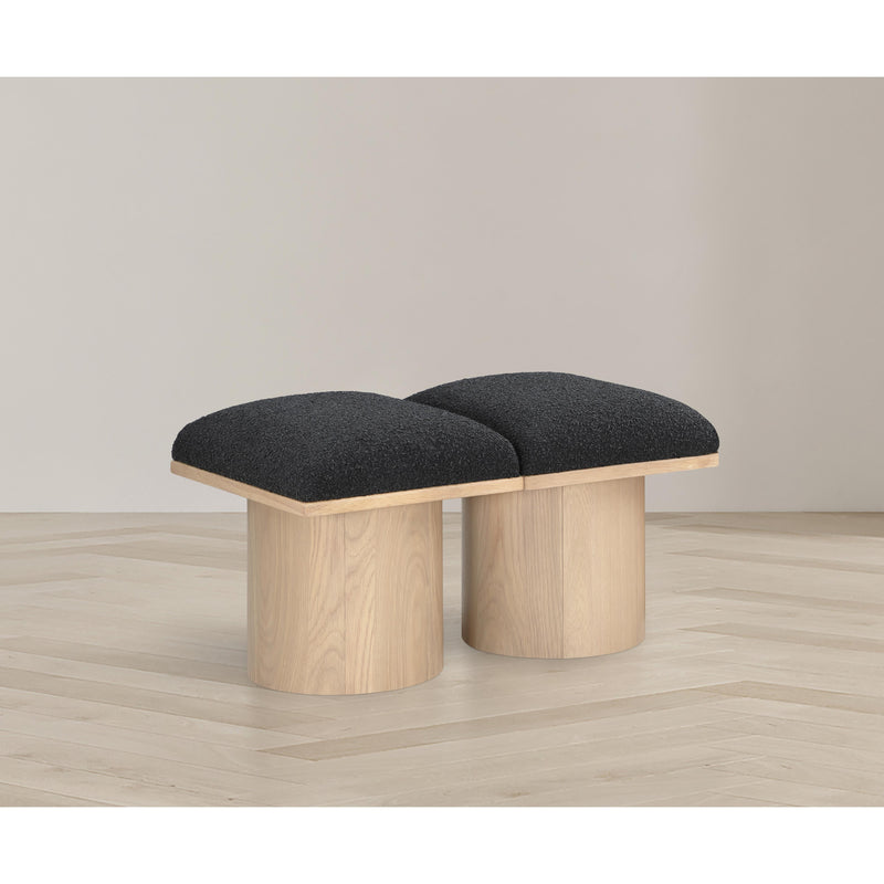 Meridian Pavilion Black Boucle Fabric Bench IMAGE 2