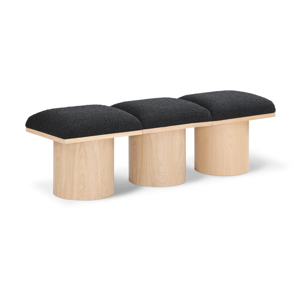 Meridian Pavilion Black Boucle Fabric Bench IMAGE 1