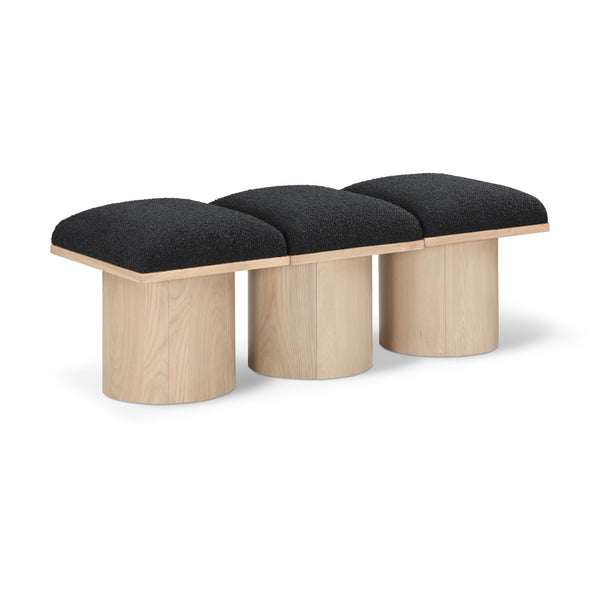 Meridian Pavilion Black Boucle Fabric Bench IMAGE 1