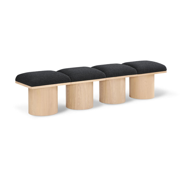 Meridian Pavilion Black Boucle Fabric Bench IMAGE 1