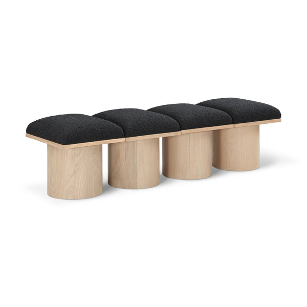 Meridian Pavilion Black Boucle Fabric Bench IMAGE 1