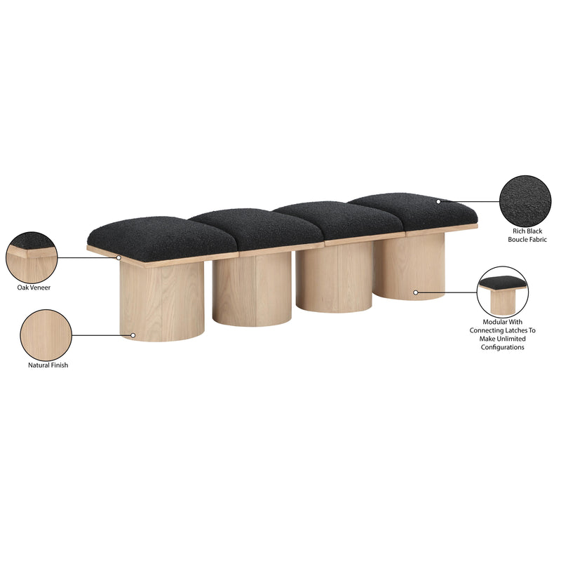 Meridian Pavilion Black Boucle Fabric Bench IMAGE 7