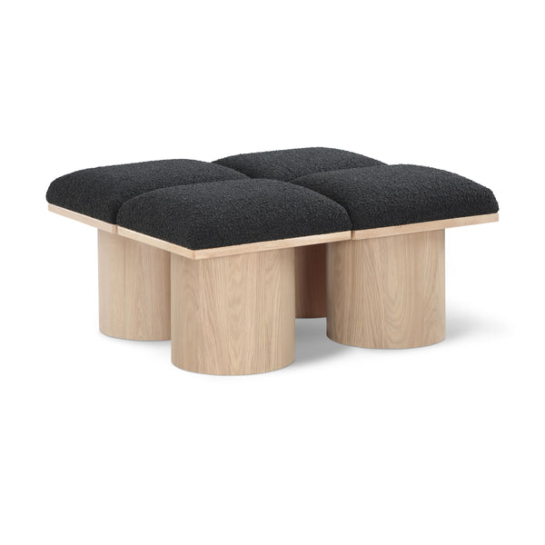 Meridian Pavilion Black Boucle Fabric Bench IMAGE 1