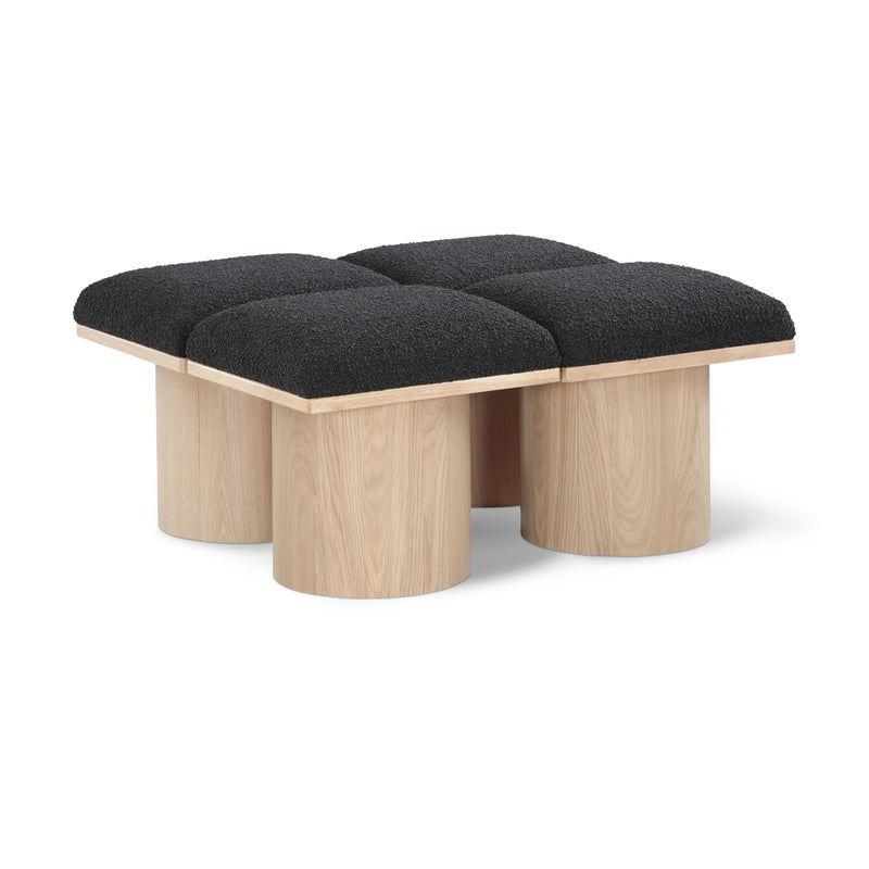 Meridian Pavilion Black Boucle Fabric Bench IMAGE 1