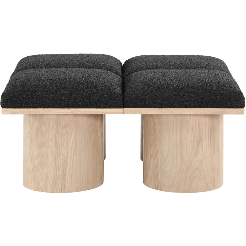 Meridian Pavilion Black Boucle Fabric Bench IMAGE 4