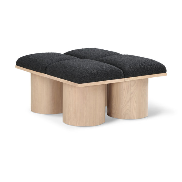 Meridian Pavilion Black Boucle Fabric Bench IMAGE 1