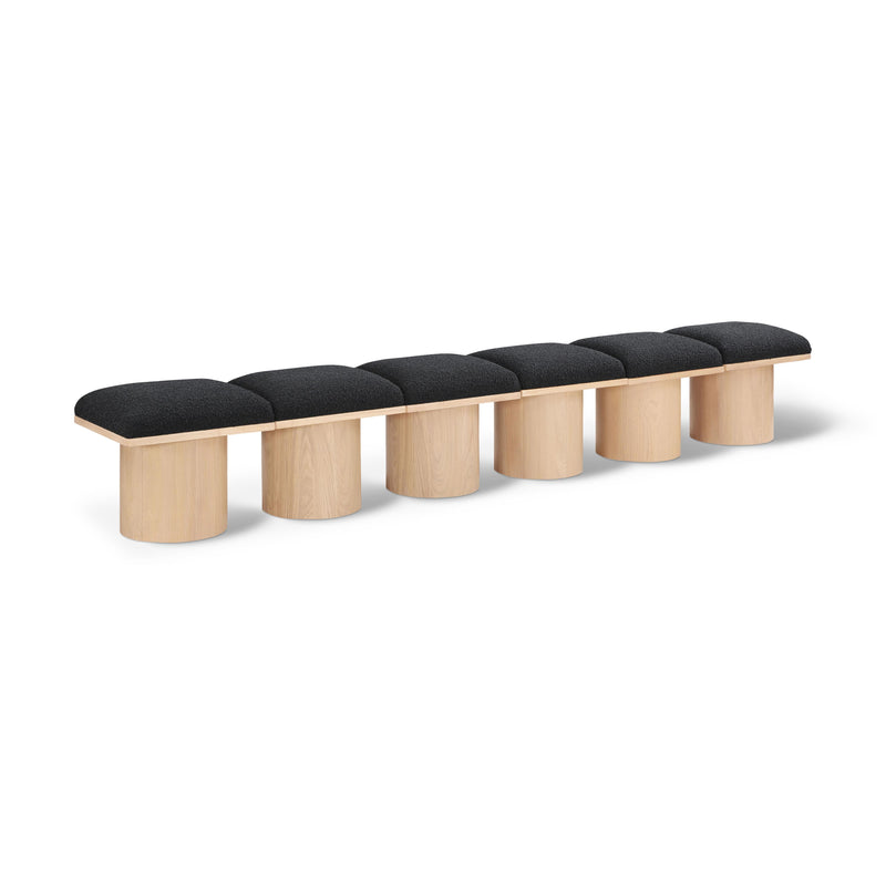 Meridian Pavilion Black Boucle Fabric Bench IMAGE 1