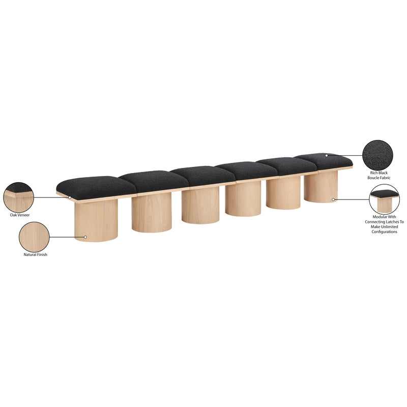 Meridian Pavilion Black Boucle Fabric Bench IMAGE 8
