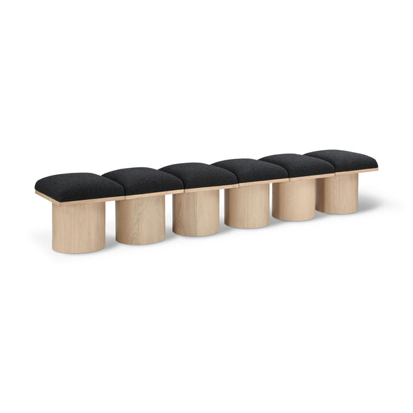 Meridian Pavilion Black Boucle Fabric Bench IMAGE 1