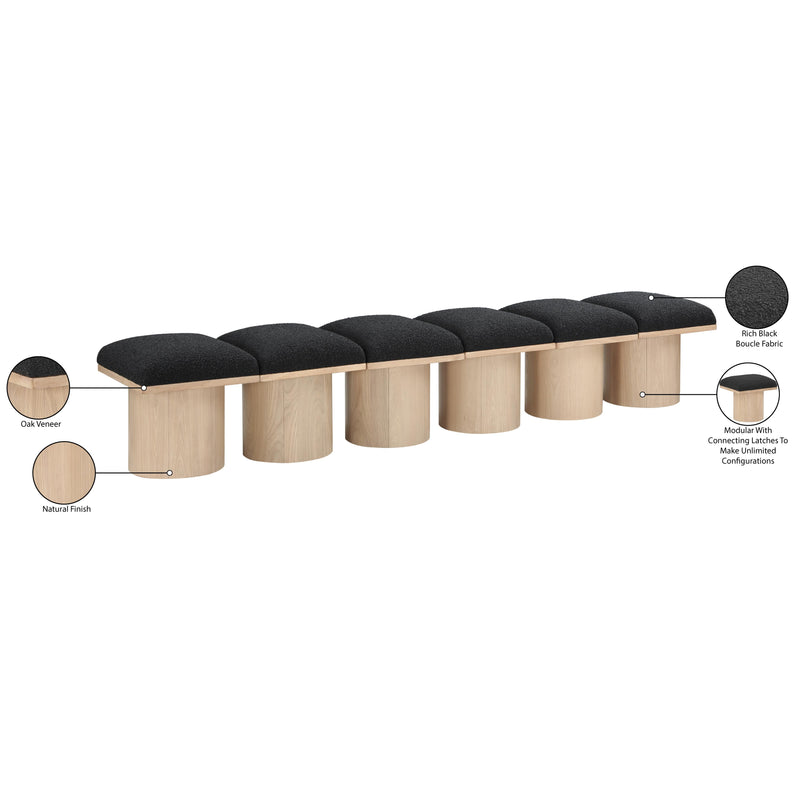 Meridian Pavilion Black Boucle Fabric Bench IMAGE 7