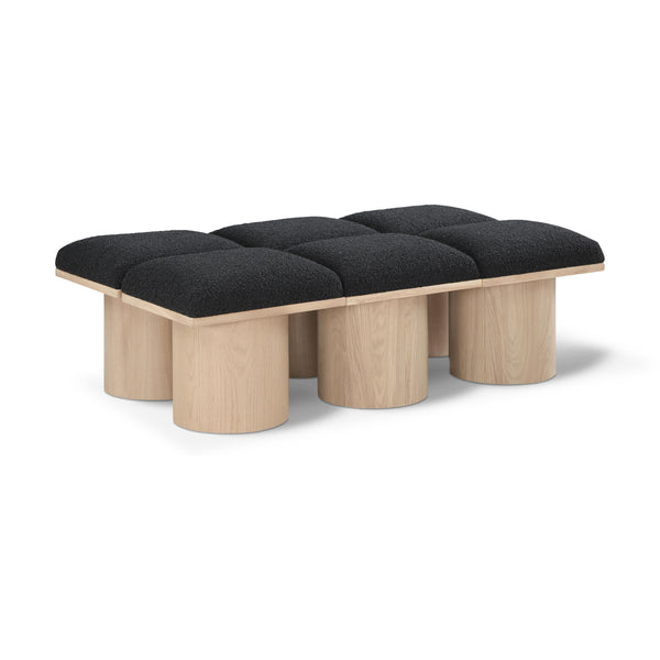 Meridian Pavilion Black Boucle Fabric Bench IMAGE 1