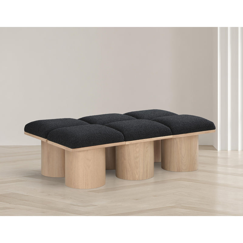 Meridian Pavilion Black Boucle Fabric Bench IMAGE 2
