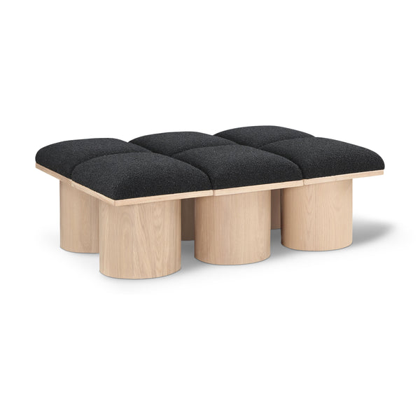 Meridian Pavilion Black Boucle Fabric Bench IMAGE 1