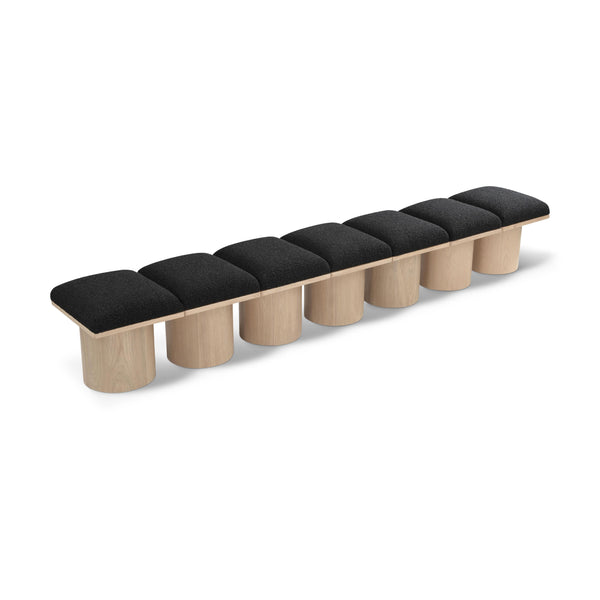Meridian Pavilion Black Boucle Fabric Bench IMAGE 1