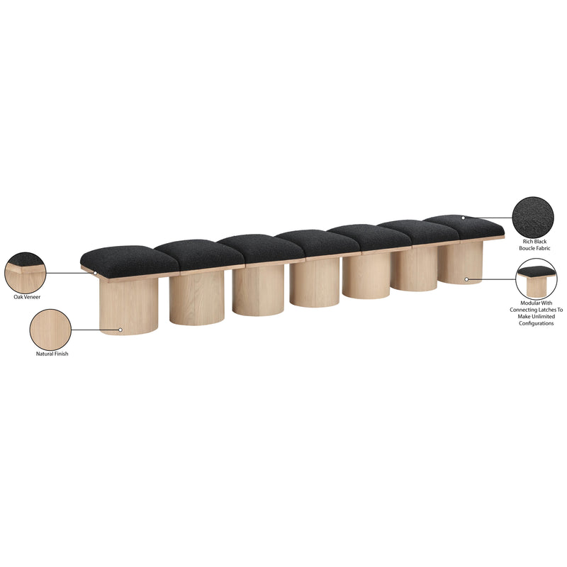 Meridian Pavilion Black Boucle Fabric Bench IMAGE 7