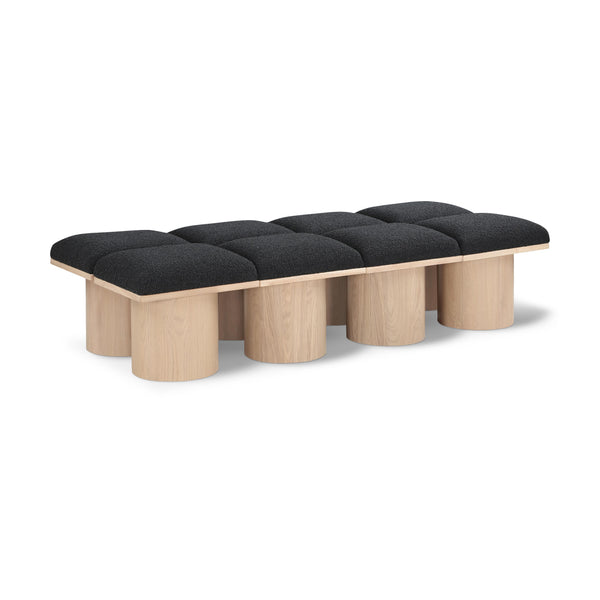Meridian Pavilion Black Boucle Fabric Bench IMAGE 1