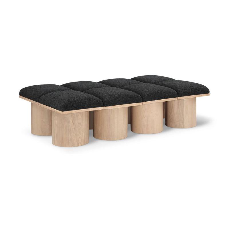 Meridian Pavilion Black Boucle Fabric Bench IMAGE 1