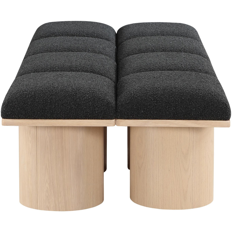 Meridian Pavilion Black Boucle Fabric Bench IMAGE 4