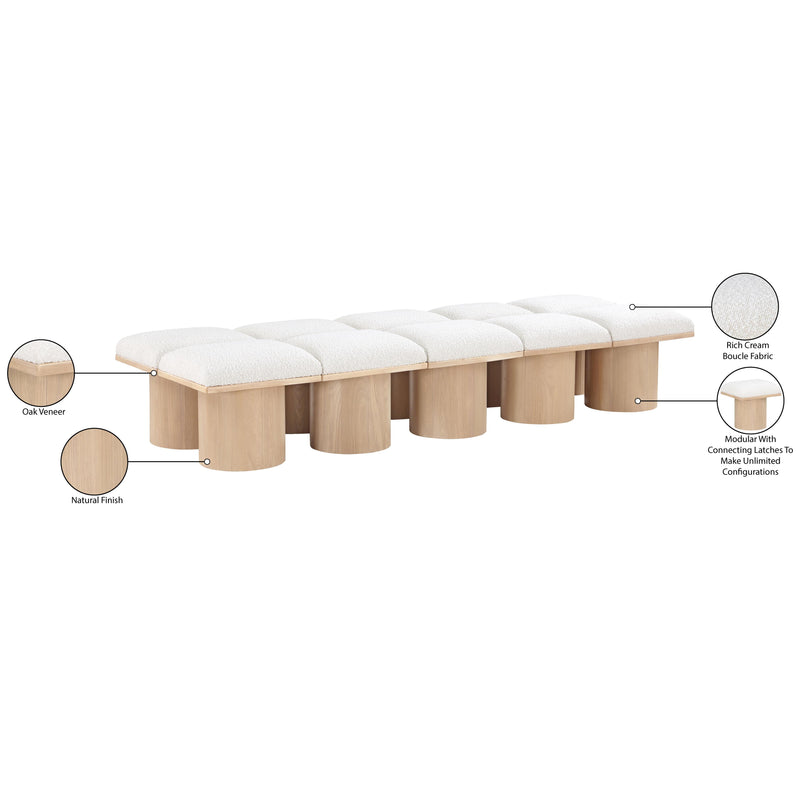 Meridian Pavilion Cream Boucle Fabric Bench IMAGE 7