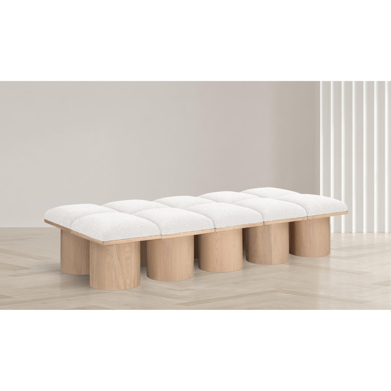 Meridian Pavilion Cream Boucle Fabric Bench IMAGE 2