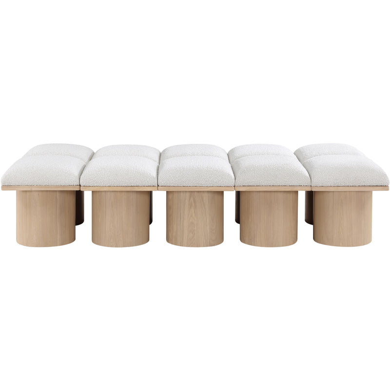 Meridian Pavilion Cream Boucle Fabric Bench IMAGE 3