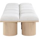 Meridian Pavilion Cream Boucle Fabric Bench IMAGE 4
