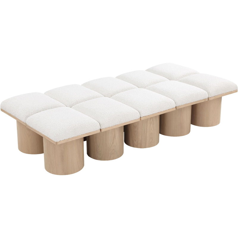 Meridian Pavilion Cream Boucle Fabric Bench IMAGE 5
