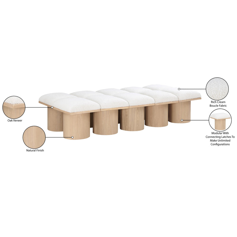 Meridian Pavilion Cream Boucle Fabric Bench IMAGE 8