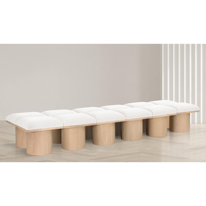 Meridian Pavilion Cream Boucle Fabric Bench IMAGE 2