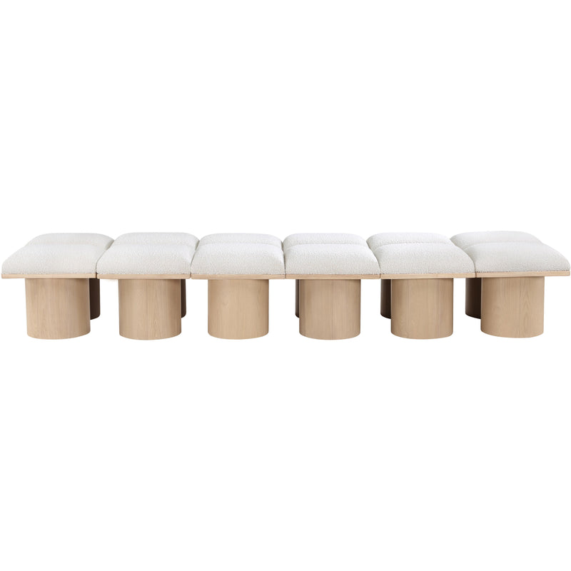 Meridian Pavilion Cream Boucle Fabric Bench IMAGE 3