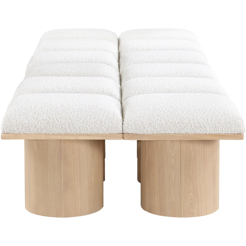 Meridian Pavilion Cream Boucle Fabric Bench IMAGE 4