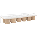 Meridian Pavilion Cream Boucle Fabric Bench IMAGE 6