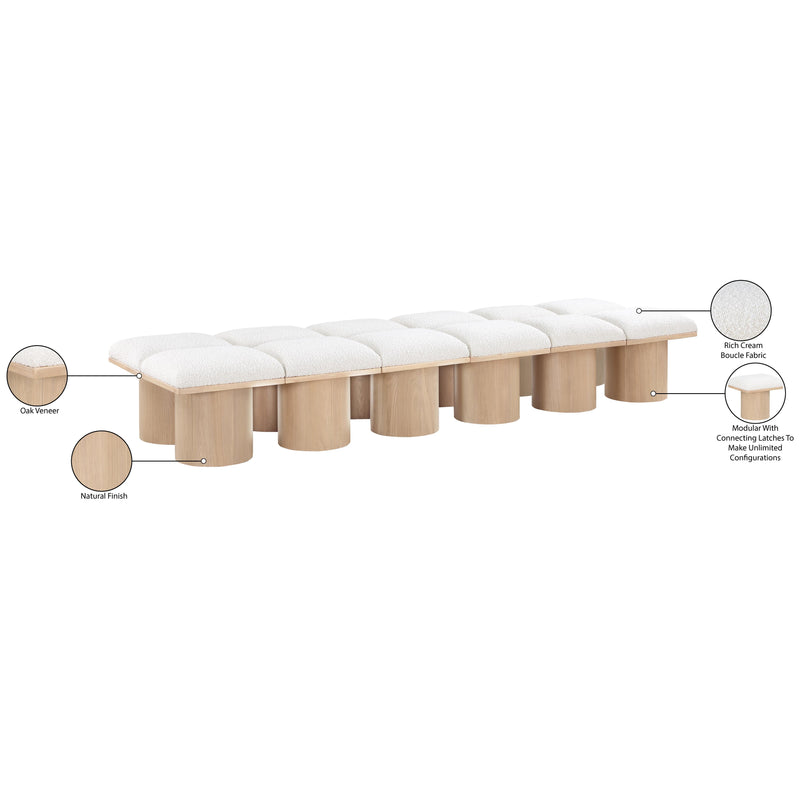 Meridian Pavilion Cream Boucle Fabric Bench IMAGE 7